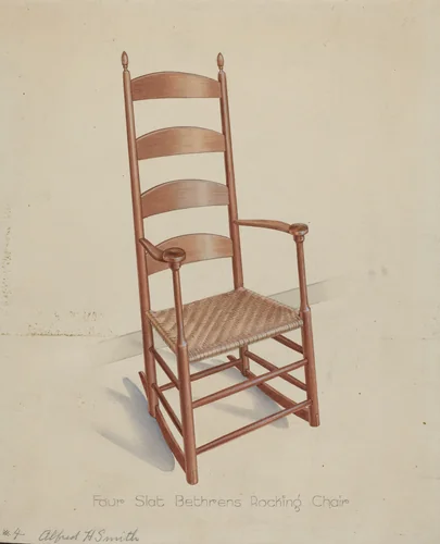 Shaker Rocking Chair by Alfred H. Smith, index of american design, 1937