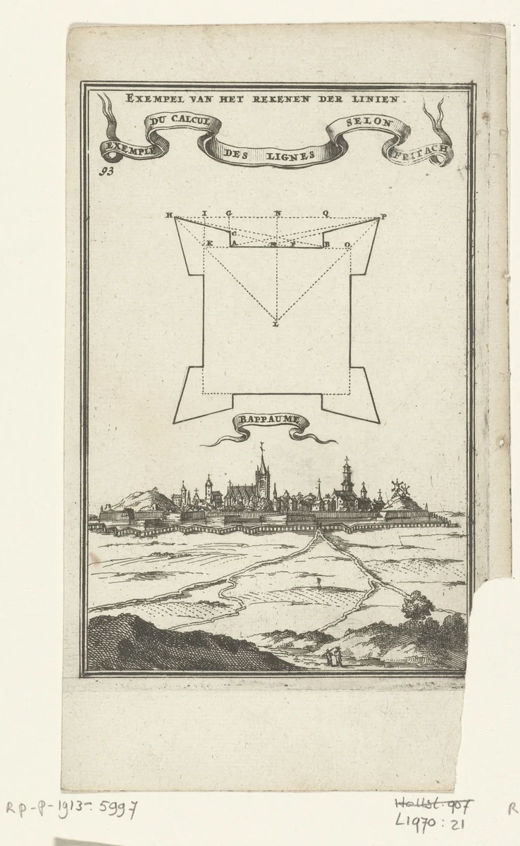Illustratie voor 'Den Arbeid van Mars' van Allain Manesson Mallet by Romeyn de Hooghe, print, 1672