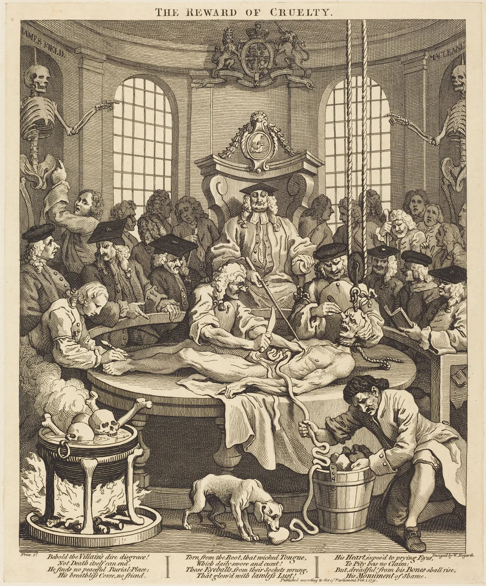 The Reward of Cruelty by William Hogarth, print, 1751