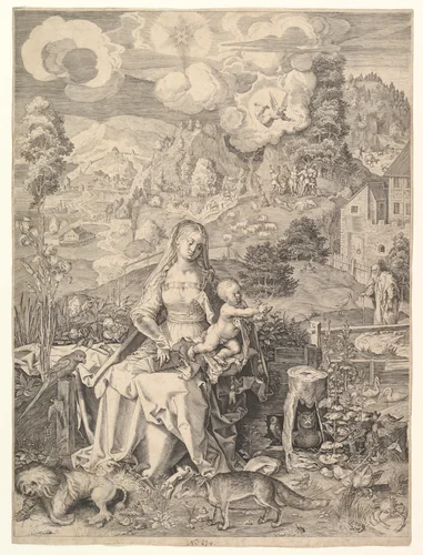 Virgin and Child in a Landscape by Aegidius Sadeler II, print, 1592-1602