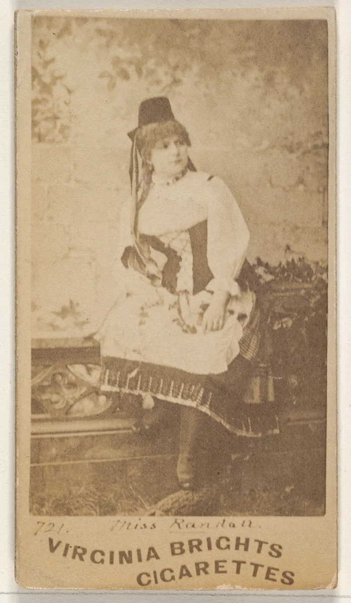 Card 721, Miss Randall, from the Actors and Actresses series (N45, Type 1) for Virginia Brights Cigarettes by Allen & Ginter, photograph, 1885-1891