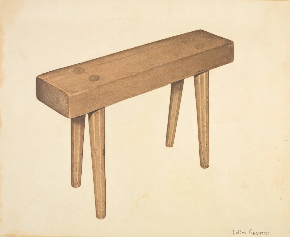 Dough Trough Bench by LeRoy Griffith, index of american design, 1940