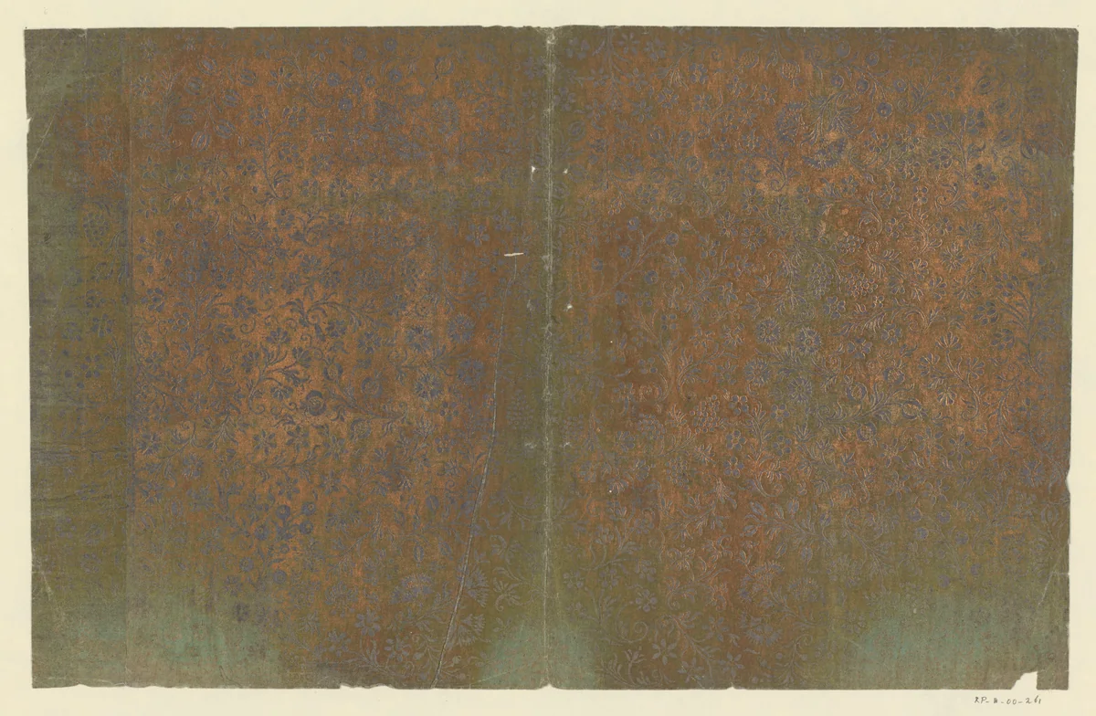 Blad met ranken met bloemen en vruchten by anonymous, other, 1750-1800