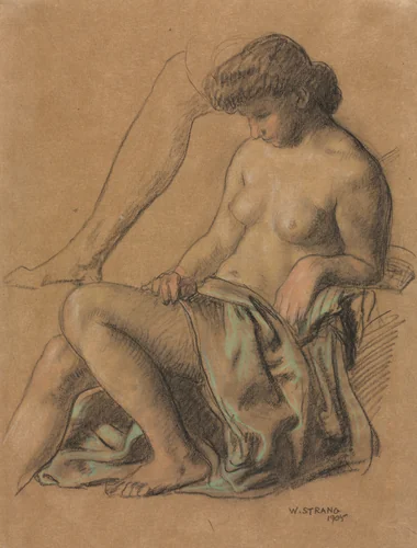 Draped Figure Seated by William Strang, drawing, 1905