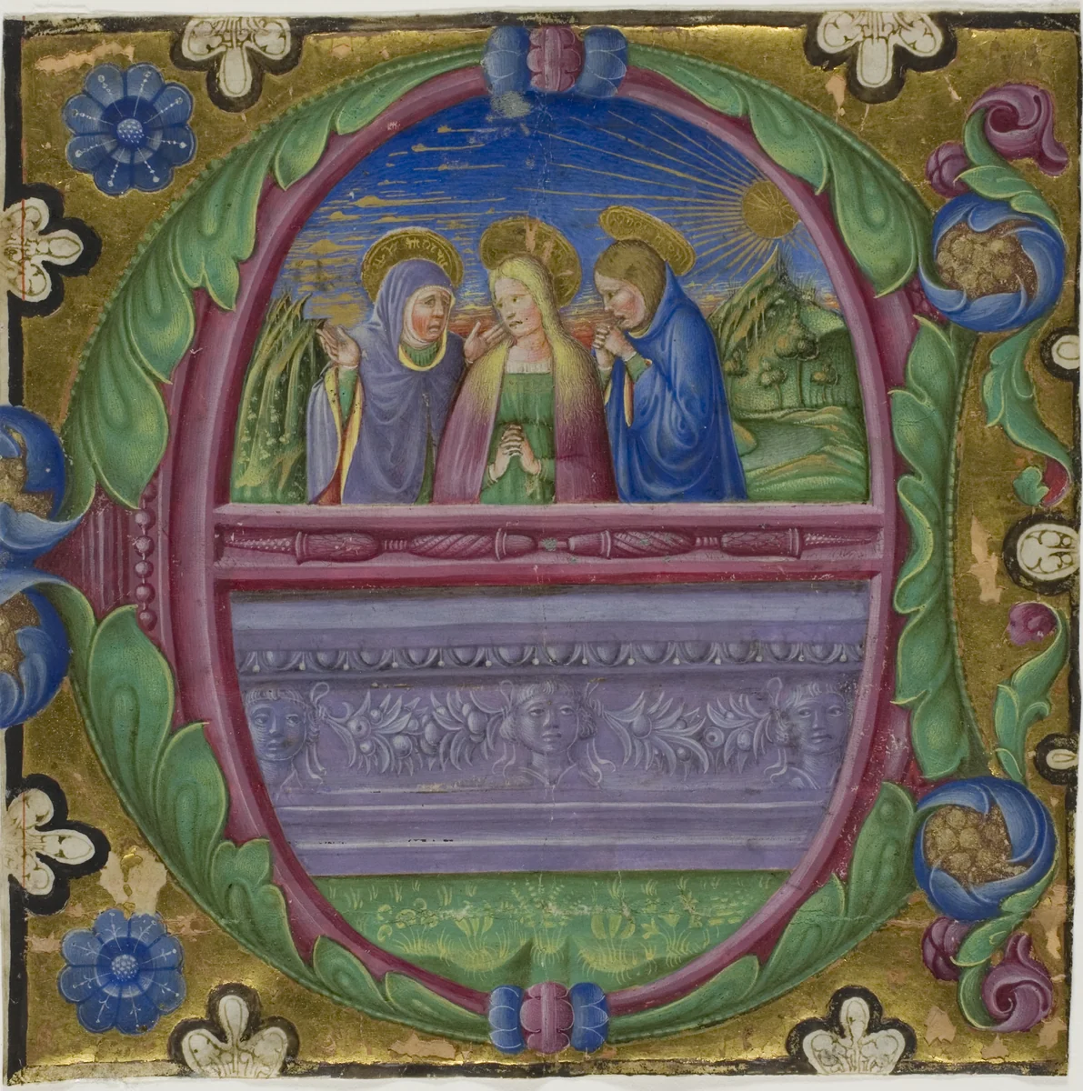 The Three Marys at the Tomb in a Historiated Initial "E" from a Choirbook by Italian, painting, 1470-1480
