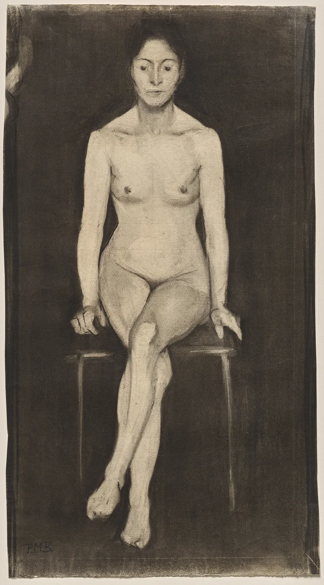 Seated Female Nude (Self-Portrait?) by Paula Modersohn-Becker, drawing, 1894-1904