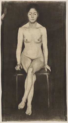 Seated Female Nude (Self-Portrait?) by Paula Modersohn-Becker, drawing, 1894-1904