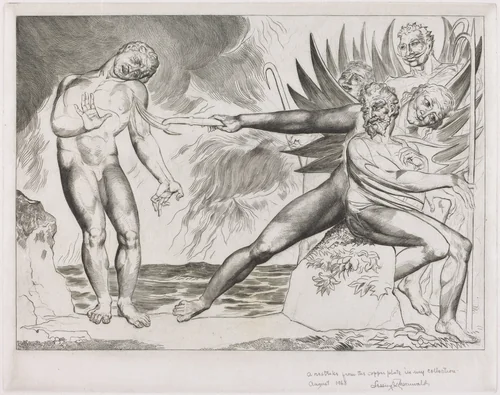 The Circle of the Corrupt Officials; the Devils Tormenting Ciampolo by William Blake, print, 1827