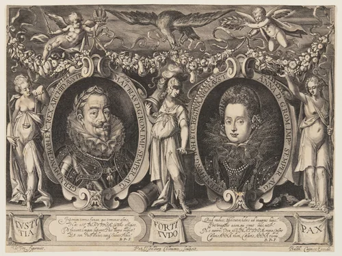 Emperor Matthias and Empress Anna by Peter Isselburg, print, 1613