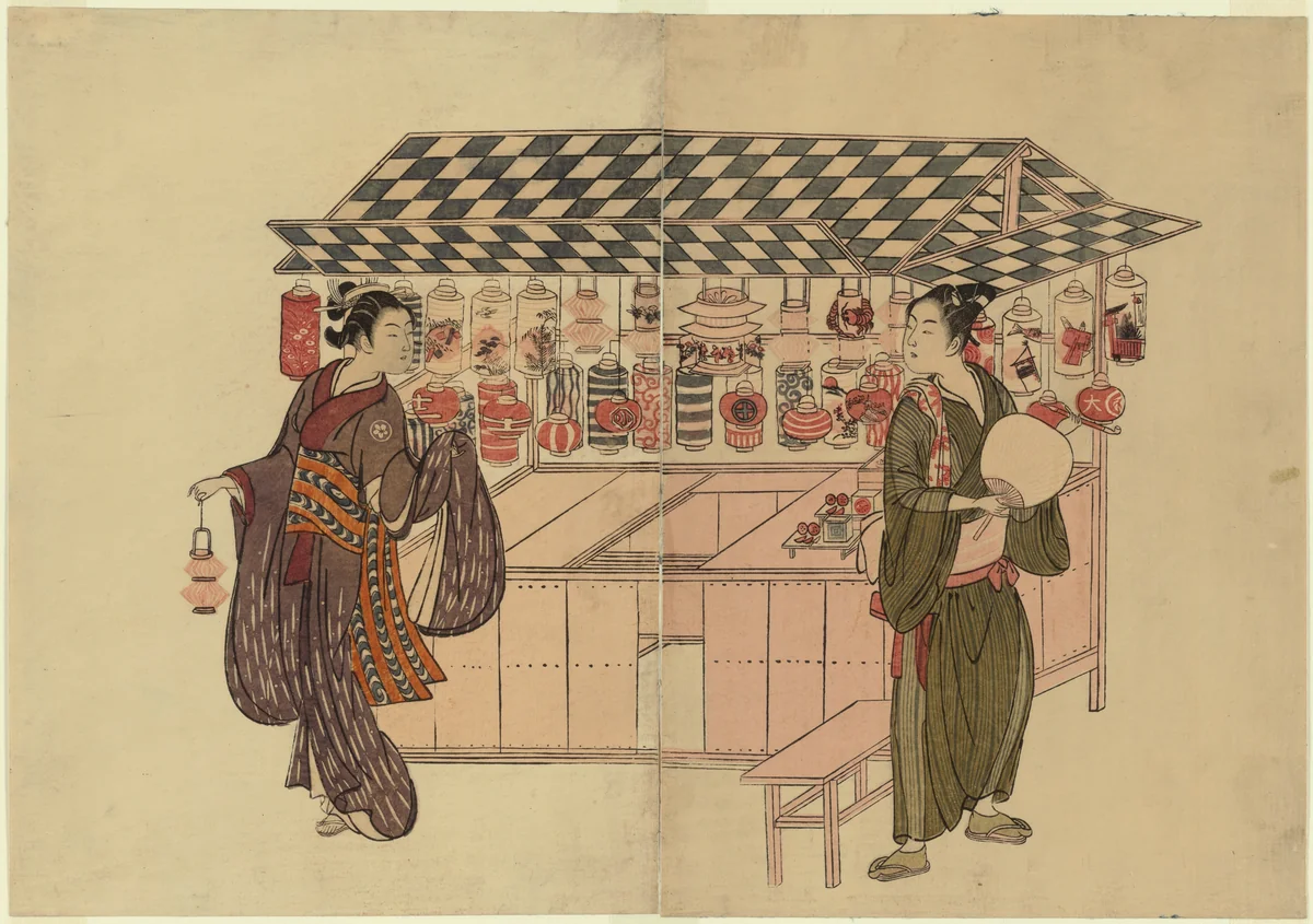 The Lantern Shop by Suzuki Harunobu (鈴木春信), print, 1760-1770