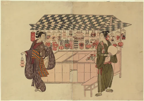 The Lantern Shop by Suzuki Harunobu (鈴木春信), print, 1760-1770