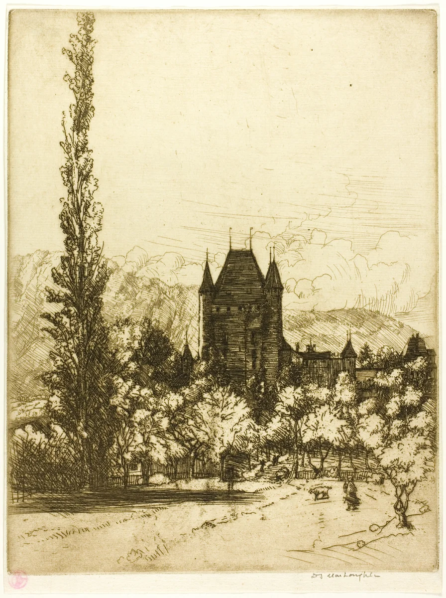 A Castle in Thun, Switzerland by Donald Shaw MacLaughlan, print, 1908