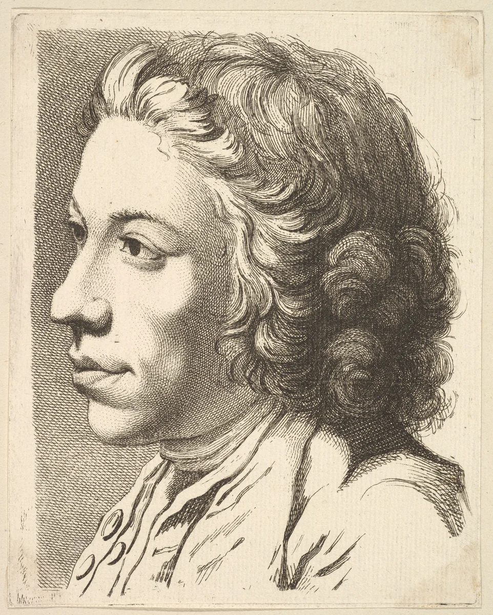 Head of a Man in Profile, from Livre de Têtes Gravées d'apres F. Boucher et Autres (Book of Heads Engraved after F. Boucher and Others) by anonymous, print, 1740-1780