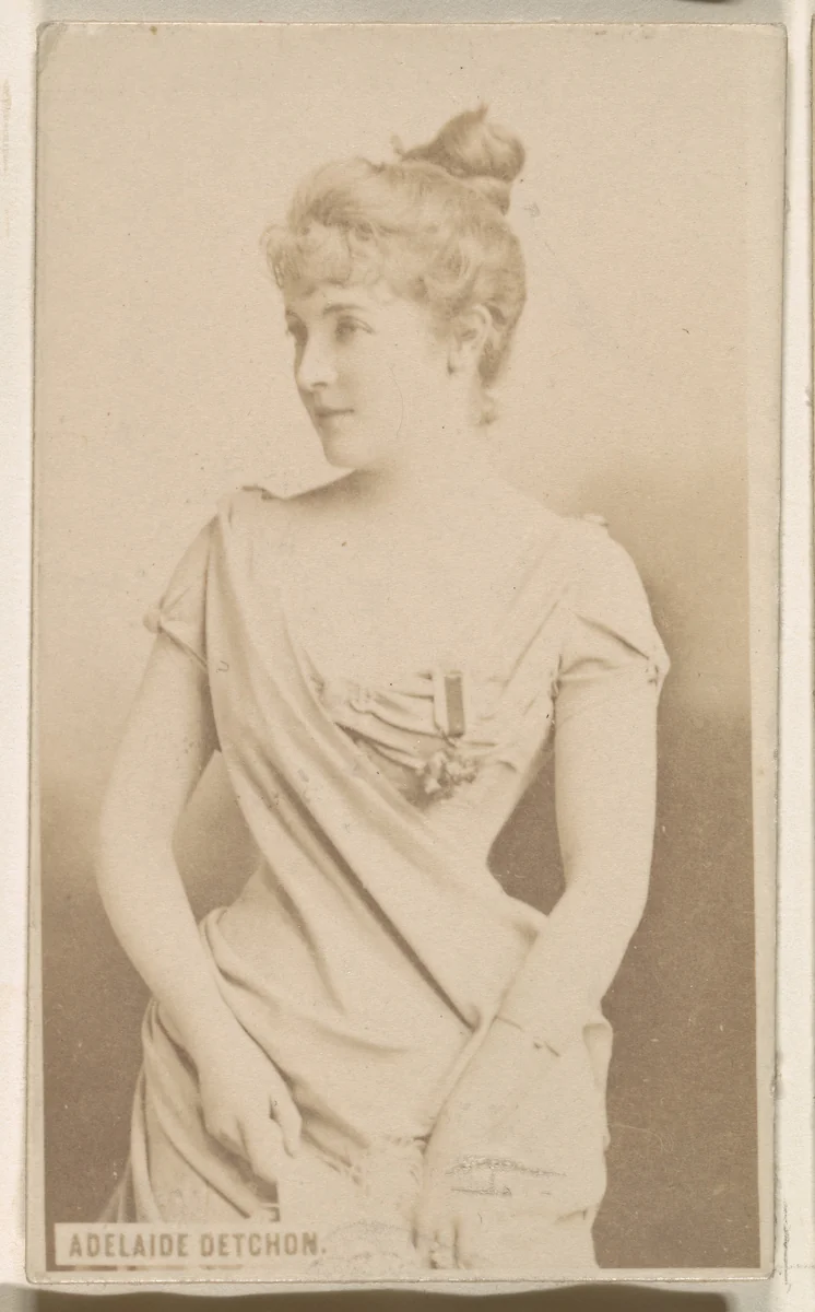 Adelaide Detchon, from the Actresses series (N246), Type 1, issued by Kinney Brothers to promote Sporting Extra Cigarettes by Kinney Brothers Tobacco Company, photograph, 1888-1892