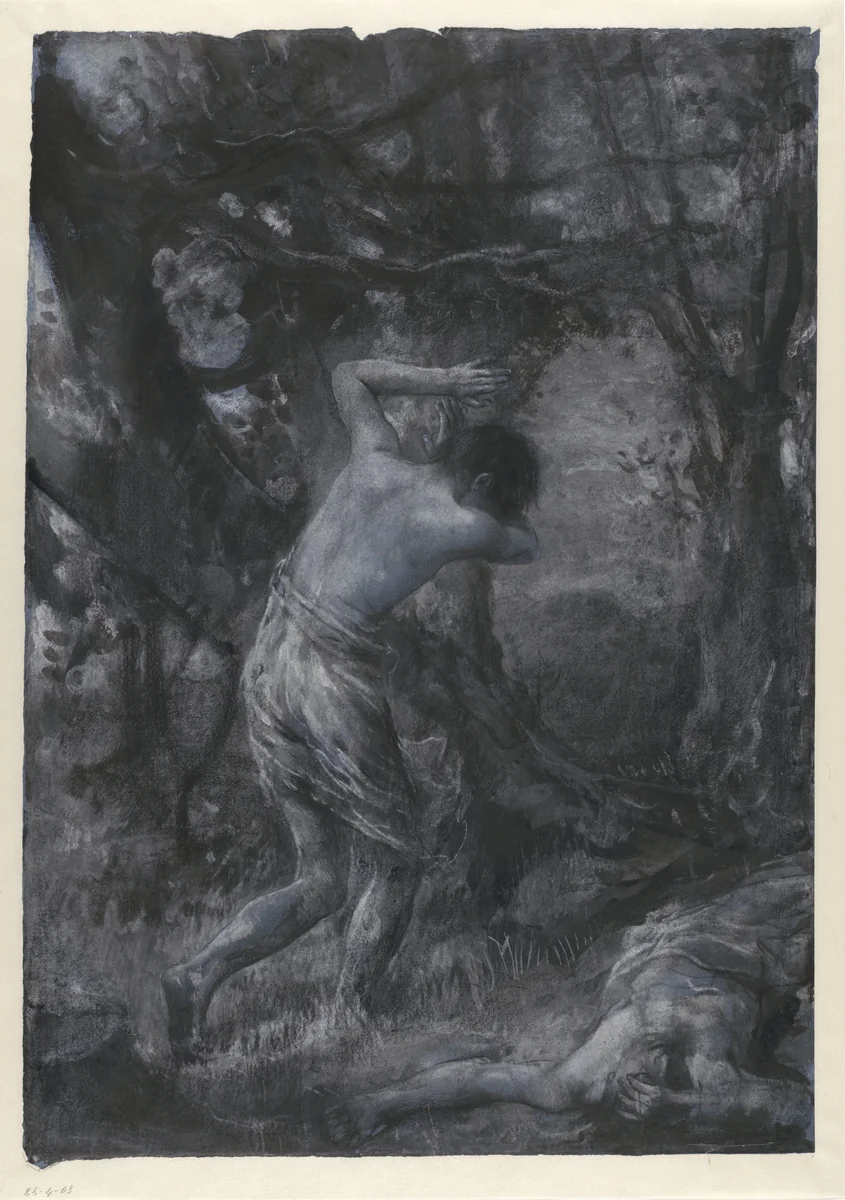 Kaïn en Abel by John Macallan Swan, drawing, 1857-1910