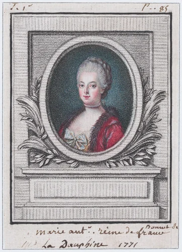 Marie Antoinette, Dauphine by Louis Marin Bonnet, print, 1771