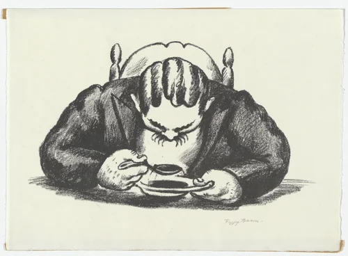 Lunch No. 2 - Soup by Peggy Bacon, print, 1928