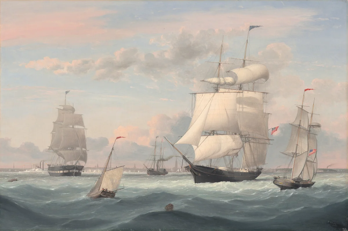 New York Harbor by Fitz Henry Lane, painting, 1852