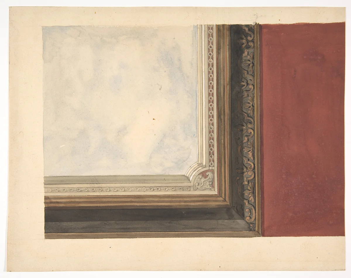 Design for a ceiling painted with clouds by Jules-Edmond-Charles Lachaise, drawing, 1830-1897
