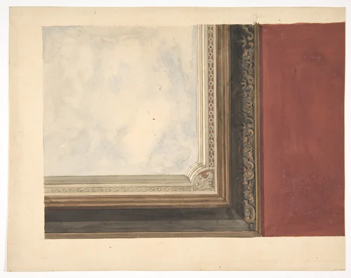 Design for a ceiling painted with clouds by Jules-Edmond-Charles Lachaise, drawing, 1830-1897