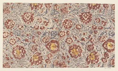 Blad met strooipatroon van ranken met bloemen en vruchten by anonymous, other, 1700-1850