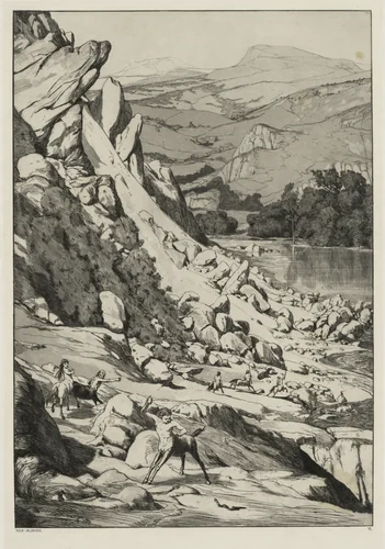 Landslide (Opus IV, 6) by Max Klinger, print, 1881