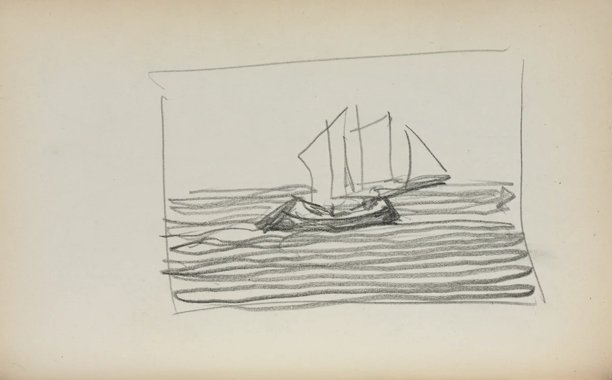 Italian Sketchbook: Sailboat (page 75) by Maurice Prendergast, book, 1898-1899