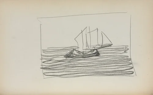 Italian Sketchbook: Sailboat (page 75) by Maurice Prendergast, book, 1898-1899