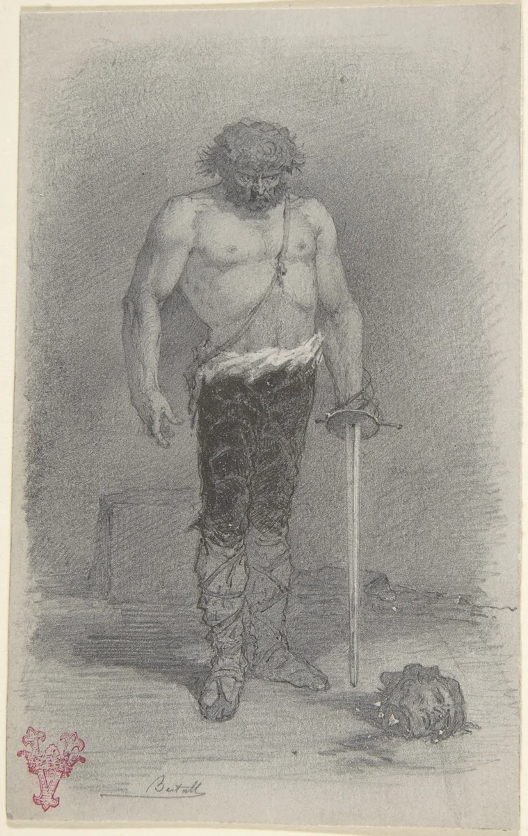 Man with Sword by Charles-Albert Arnoux, drawing, 1835-1882