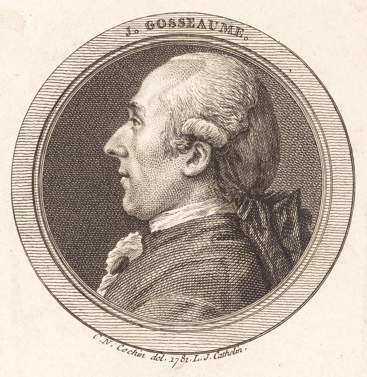 J. Gosseaume by Louis-Jacques Cathelin; Charles-Nicolas Cochin II, print, 1781