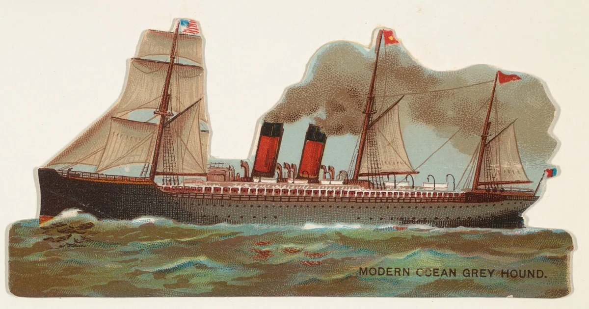 Modern Ocean Grey Hound, from the Types of Vessels series (N139) issued by Duke Sons & Co. to promote Honest Long Cut Tobacco by W. Duke, Sons & Co., print, 1889