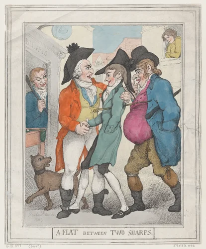 A Flat between Two Sharps by Thomas Rowlandson, print, 1803