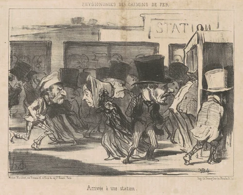 Arrivée a une station by Honoré Daumier, print, 1852