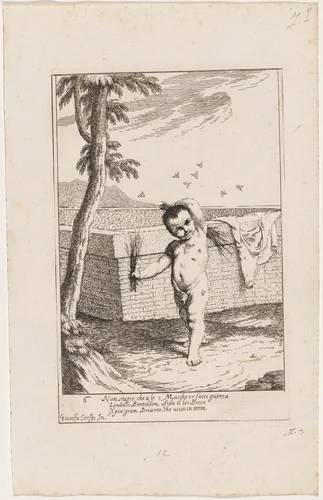 Bertoldino Whipping Himself to Kill Flies by Giuseppe Maria Crespi, print, 1705-1715