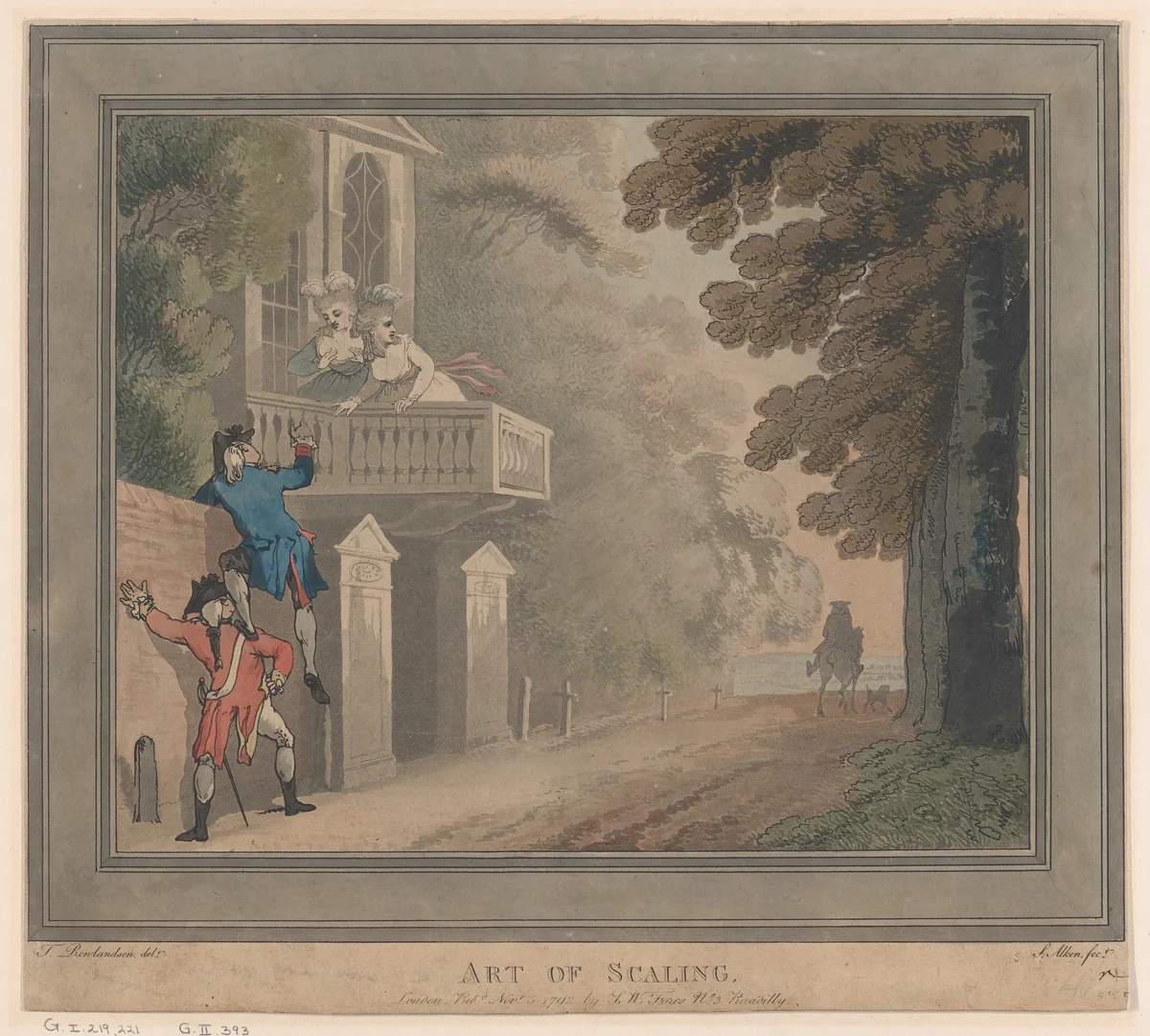 Art of Scaling by Samuel Alken, print, 1792