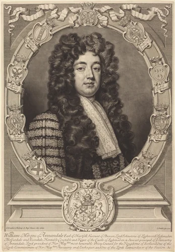 William Johnston, Marquess of Annandale by John Smith, Sir Godfrey Kneller, print, 1702