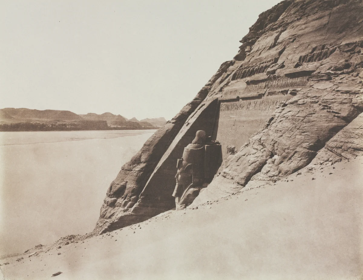 Large Speos - View taken from the Sand Slope (Temple of Ramesses II), Abu Simbel by Félix Teynard, photograph, 1851-1852