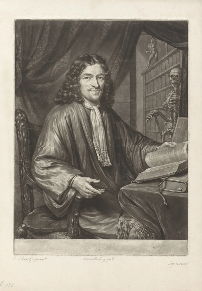 Portret van Cornelius 's-Gravesande by Abraham Bloteling, print, 1660-1690