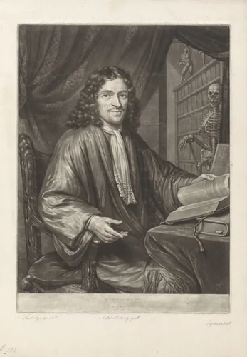 Portret van Cornelius 's-Gravesande by Abraham Bloteling, print, 1660-1690