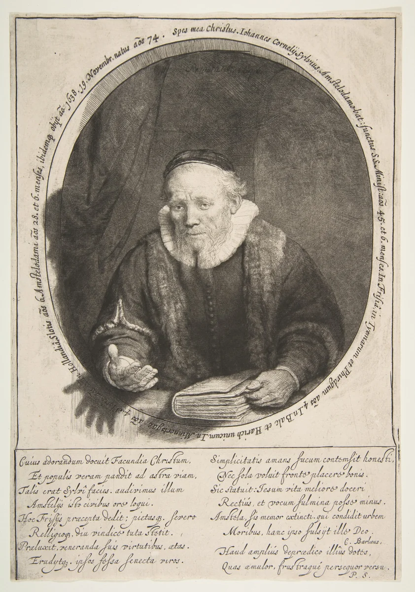 Jan Cornelisz. Sylvius, preacher by Rembrandt van Rijn, print, 1646