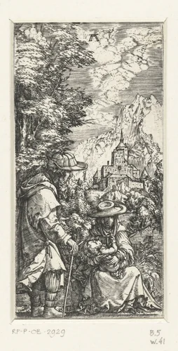Rest on the Flight into Egypt by Unknown, print, 1506-1538