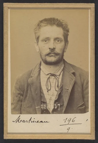Martineau. Jules, Louis. 30 ans, né à Angers (Maine & Loire). Peintre en bâtiment. Anarchiste. 3/7/94. by Alphonse Bertillon, photograph, 1894