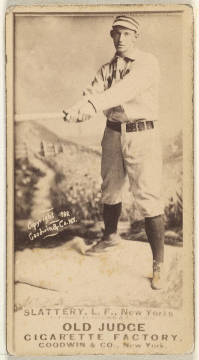 Michael J. Slattery, Left Field, New York, from the Old Judge series (N172) for Old Judge Cigarettes by Goodwin & Company, photograph, 1888