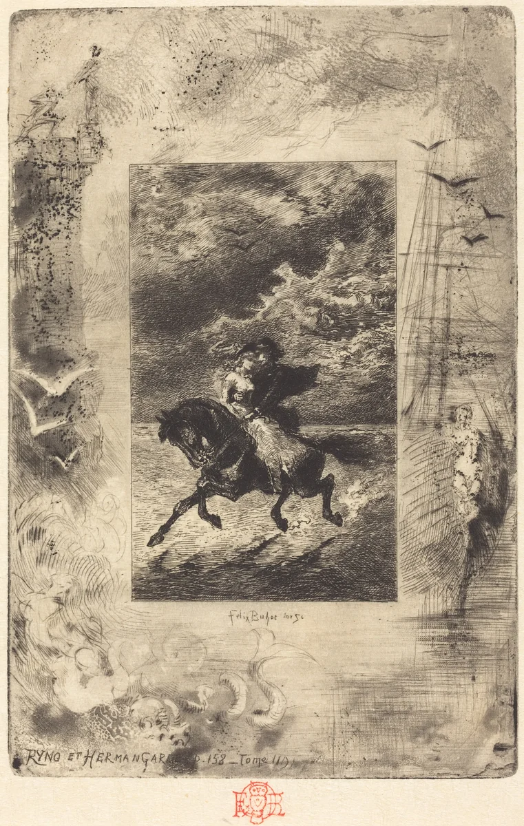 Ryno et Hermangarde by Félix-Hilaire Buhot, print, 1879-1880