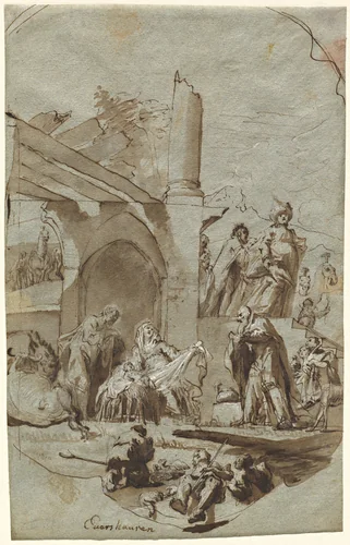 The Adoration of the Magi by Georg Anton Urlaub, drawing, 1752-1753