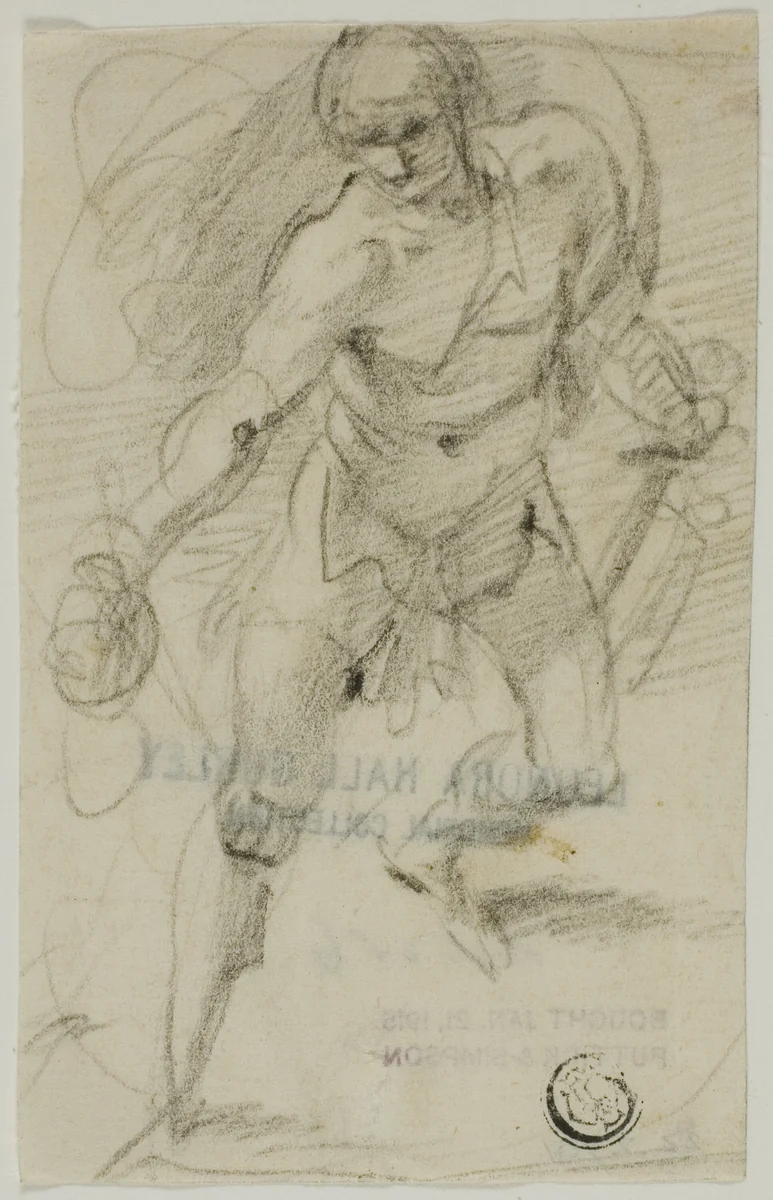 David with the Head of Goliath by Giuseppe Cesari, drawing, 1591-1593
