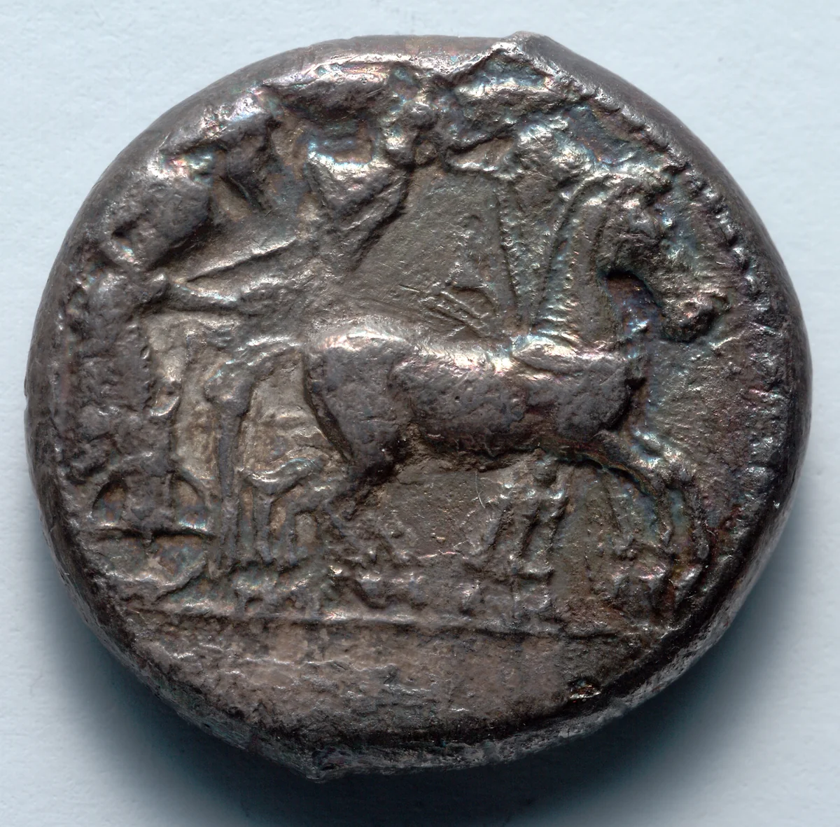 Tetradrachm: Quadriga, Nike (obverse) by Unknown, metalwork, -485--478