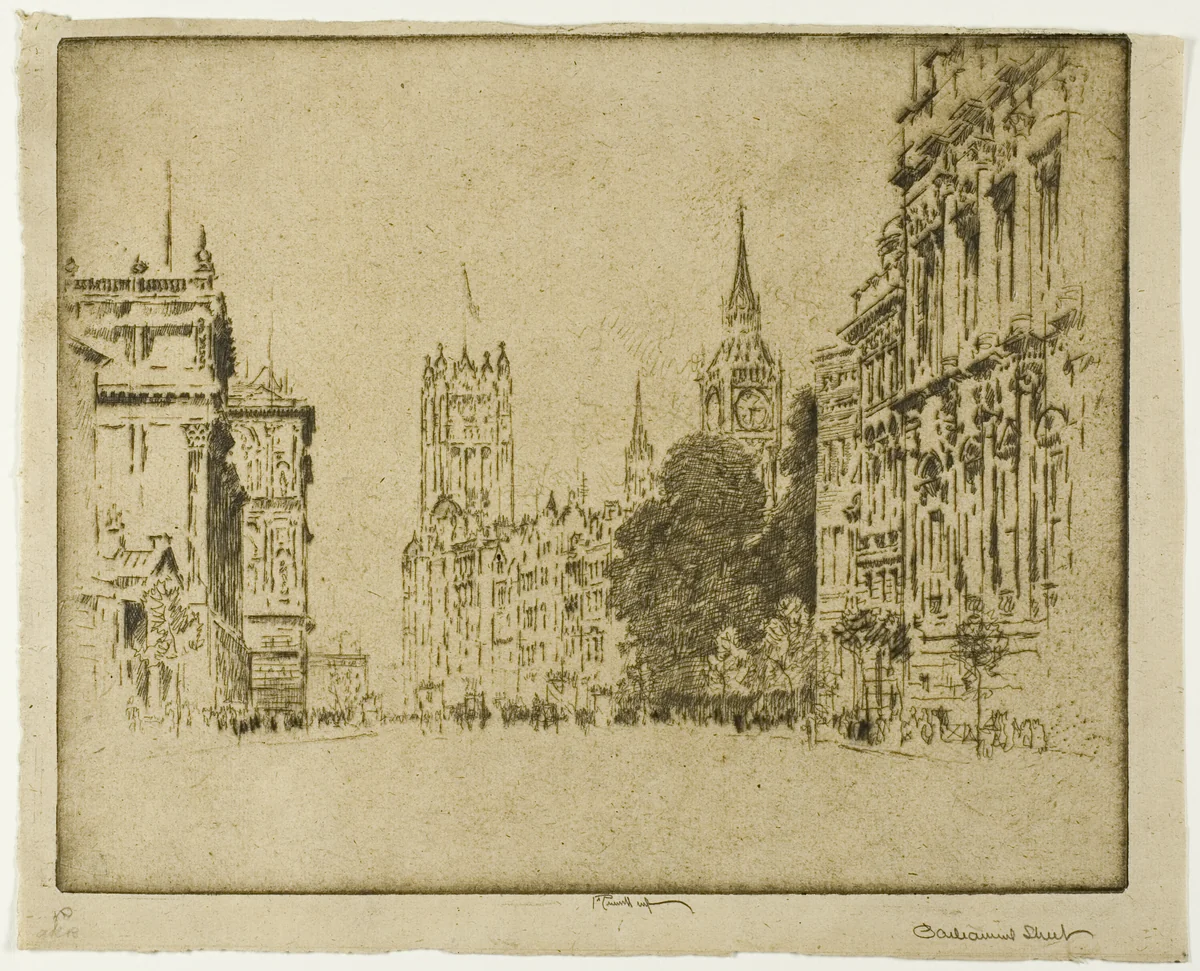 Parliament Street, Westminster by Joseph Pennell, print, 1904