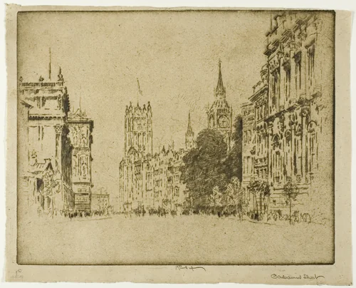 Parliament Street, Westminster by Joseph Pennell, print, 1904