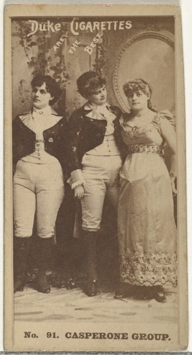 Card Number 91, Casperone Group, from the Actors and Actresses series (N145-6) issued by Duke Sons & Co. to promote Duke Cigarettes by W. Duke, Sons & Co., photograph, 1880-1889